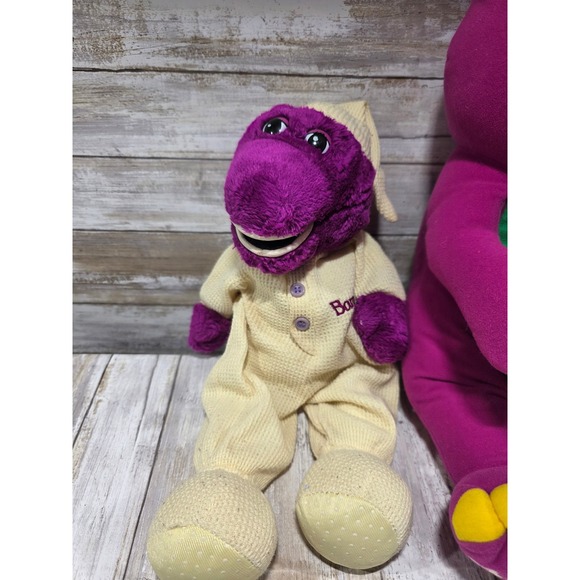 2- TLC Vintage Barney the Dinosaur Plush Set Classic and Bedtime Pajamas READ - Picture 4 of 15